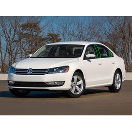 Rvinyl Pillar Post Window Trim Compatible with Volkswagen Passat 2012-2019 (Sedan) - Gloss (Black)