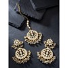 Aheli Exquisite Design Grey Colored Faux Kundan Chandbali Earrings Maang