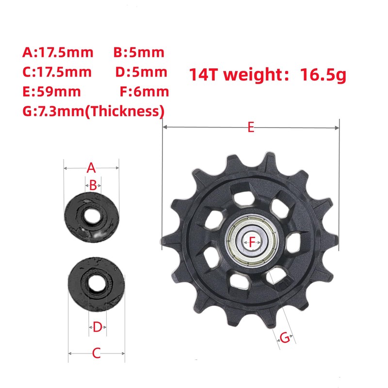 Juego de poleas de cambio trasero para bicicleta compatible con