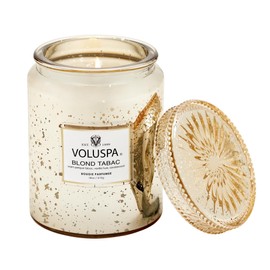 Voluspa Blond Tabac Candle | Large Glass Jar | 18 Oz | 100 Hour Burn Time | All Natural Wicks and Coconut Wax for Clean Burning | Vegan