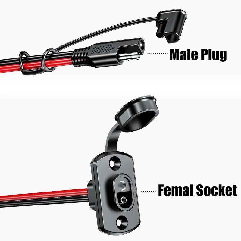 Depvko 2Pcs SAE Quick Connector Harness, 1FT 12AWG SAE Adapter