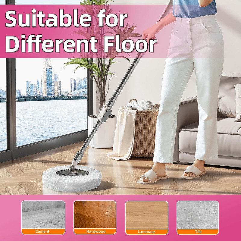 SWIFTIRON Spin Mop and Bucket with Wringer Set for Home,360°