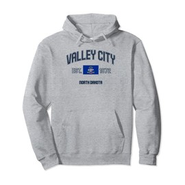Retro Valley City North Dakota ND State Flag Throwback Pullover Hoodie