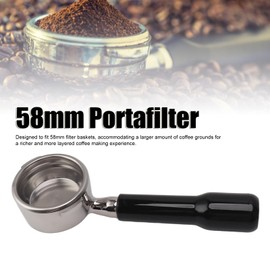 58mm Portafilter, 2 Ears Stainless Steel Bottomless Coffee Portafilter with Filter Basket Espresso Portafilter Espresso Accessories Replacement Part for Gaggia Coffee Machines