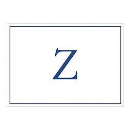 Caspari Navy Embossed Initials Boxed Note Cards in Letter Z, 8 Cards & Envelopes