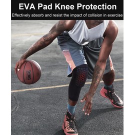 SUJAYU 2 Pack Basketball Knee Pads Knee Sleeves, Honeycomb Anti Collision Knee Pads Leg Compression Sleeves, Gaming Sleeves Wrestling Knee Pads Football Knee Pads Volleyball Knee Pads (Blue, Medium)