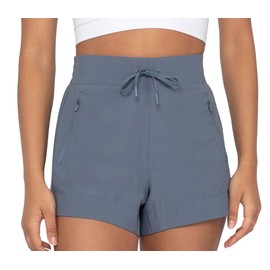 90 Degree By Reflex Stretch Woven Lightweight Walking Shorts with Side Pockets - Grisaille Zipper Pocket - Medium