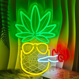 Pineapple Neon Sign Pineapple LED Light Wall Decor Suitable for Kids Rooms, Living Rooms, Party Gatherings and Tropical Themed Spaces Decorative Art
