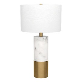 Henn&Hart 13" Marble/Brass Marble/Metal/Fabric Table Lamp