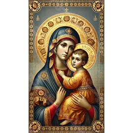 Orthodox Ukrainian Religious Vinyl Decals – Designs for Home, Car, Laptop, Phone, Water Bottles, and Desktop Computer (Ornate Ukrainian Theotokos Icon)