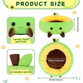 Heated Cat Bed for Indoor Cats, Cute Dog Bed for Small Dogs, Calming Cat Warming Bed, Avocado Pet Bed with Heating Pad, Heated Dog Bed with Timer & Temp Adjustable for Winter, Washable Cat Nest Bed