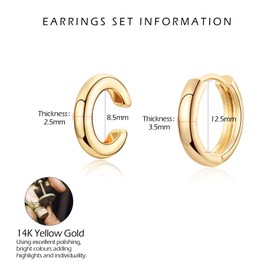 VYYU Gold Earrings Set for Women Girls, Ear Cuff - Non Piercing Earrings Hoop Ear Clips, Gold Hoop Earrings | Ear Cuff for Helix Conch Cartilage Earrings, Gold Jewellery Gifts Christmas, Set of 3