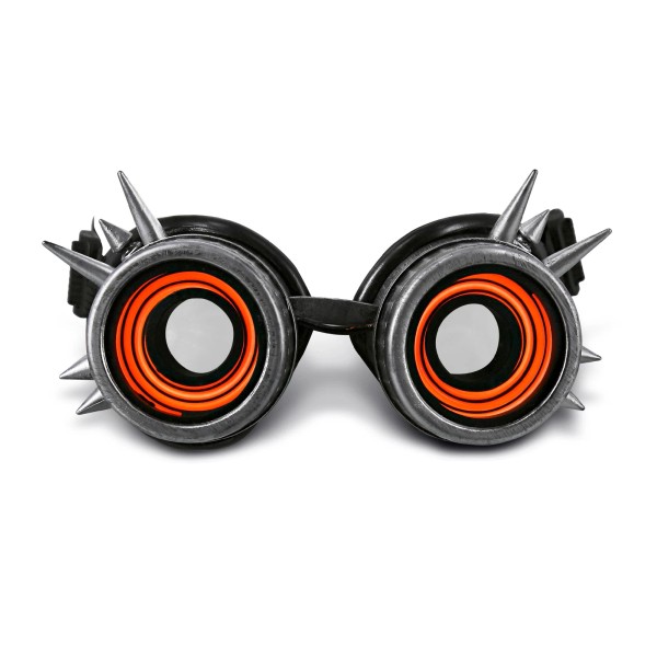 Attitude Studio Silver Steampunk Light Up Goggles With Glowing RED
