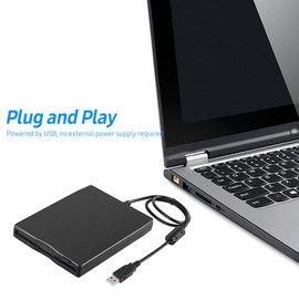 USB External Floppy Disk Drive Portable 3.5 inch Floppy Disk Drive USB Interface Plug and Play Low Noise for PC Laptop Black