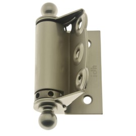 idh by St. Simons 80320-015 Professional Grade Quality Genuine Solid Brass Half Surface Adjustable Spring Screen Door Hinge with Ball Finials, Satin Nickel, Pair