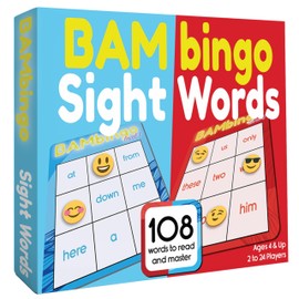 THE BAMBINO TREE Sight Word Bingo Game Level 1 and 2 - Educational Games for Kids - Learn to Read Vocabulary for Kindergarten 1st Grade - Dolch's Fry's Words Lists