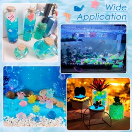 Beadthoven 300Pcs Glow in The Dark Sea Shells Starfish Luminous Pebbles Plastic Seashells Conch Sea Animal Glow Stones for Table Scatters Beach Mermaid Party Decoration Vase Fillers DIY Crafts