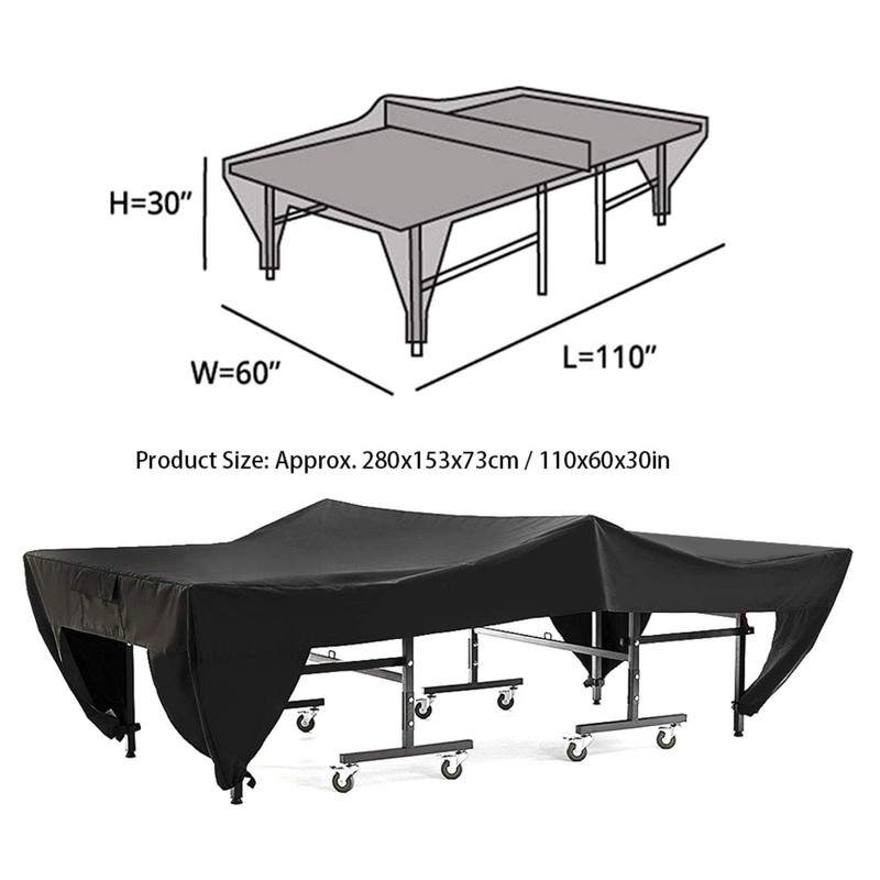 Table Tennis Table Cover, Waterproof, Windproof, Durable, Black, Tear-Resistant Table