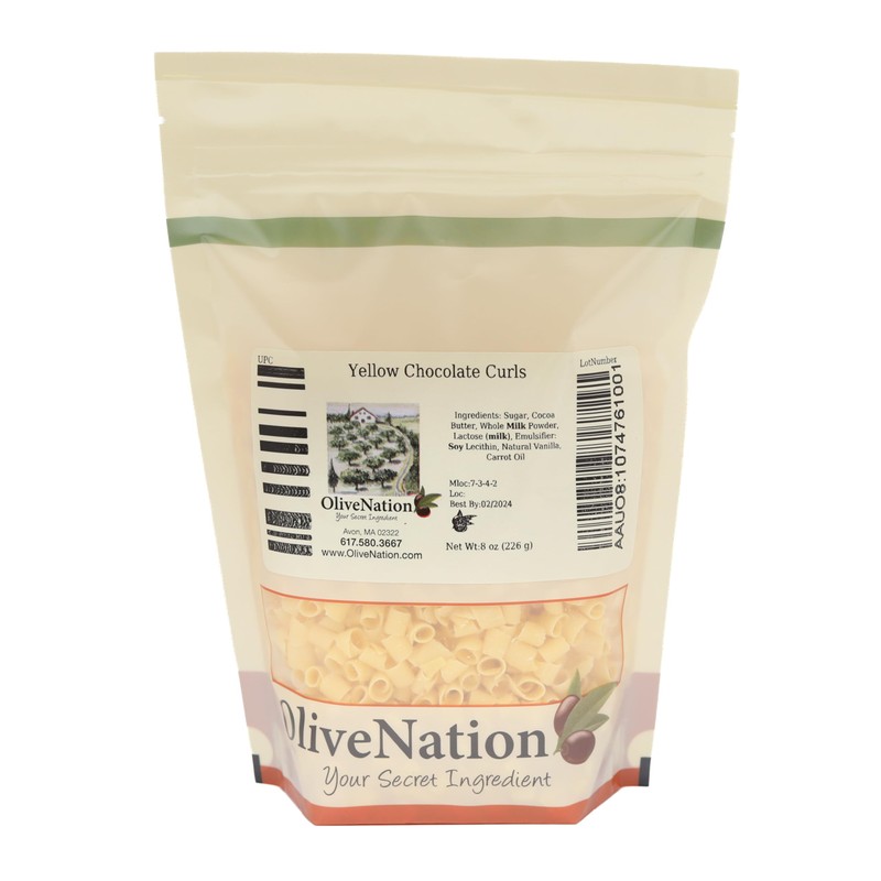 Yellow Chocolate Curls Topping, OliveNation Yellow Chocolate Curls, Edible Decoration