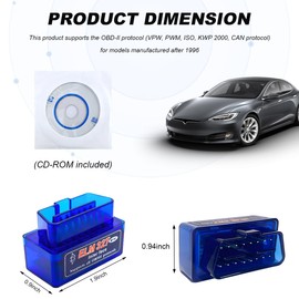 BWBWND ELM327 OBDII Car Auto Diagnostic Scanner, Professional Mini Bluetooth Scan Tool Engine Fault Code Reader, Wireless Failure Detector Interface Adapter for Most OBD II Vehicles