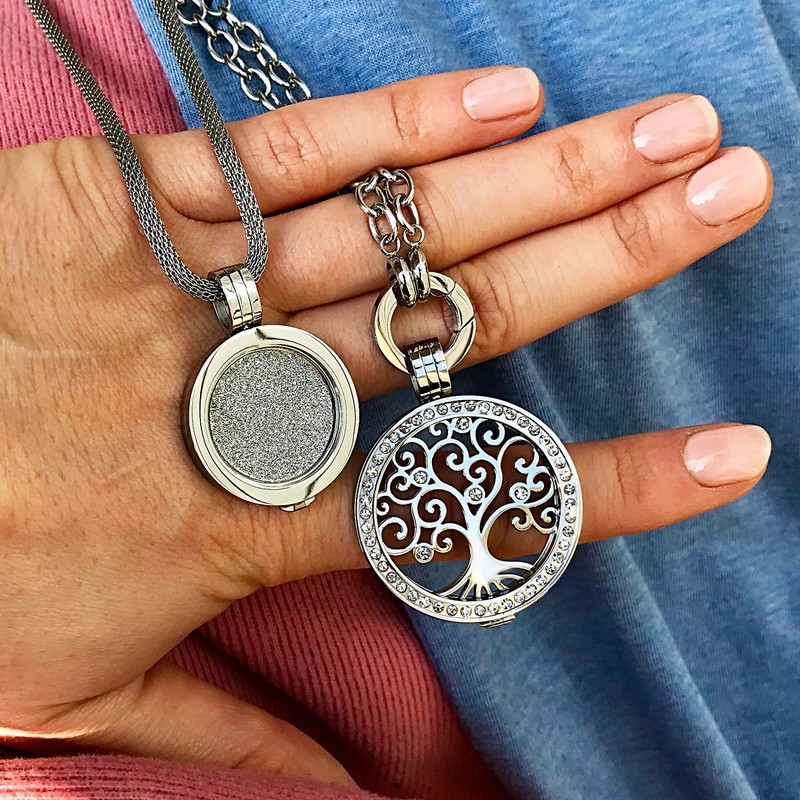 Quiges Silver Plated Copper Interchangeable Coin Holder Pendant 33mm Large