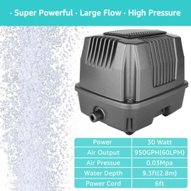 FUMAK Linear Air Pump for Aeration, 950GPH Septic Air Pump Pond Aerator for Koi Pond, Aquarium, Waste Treatment, Fish Farm, Seafood Restaurant, Hydroponic