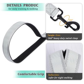 Lollanda Short Dog Lead for Training, Reflective Short Leash for Dog, Short Training Leads for Small, Medium, Large Dogs (Grey, 47cm)