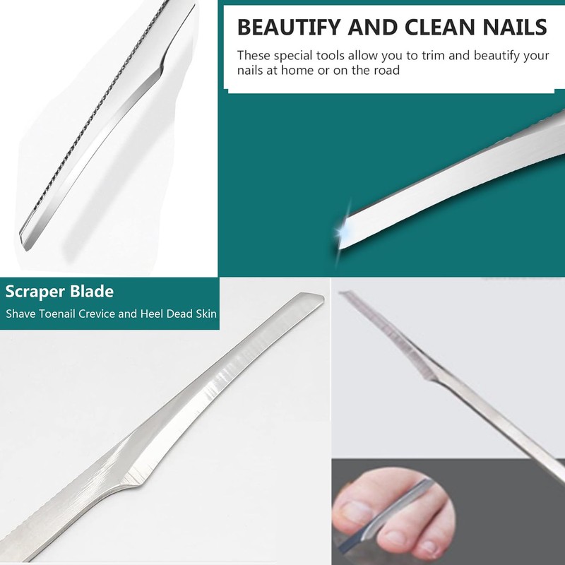 AKOAK 5 Pcs Stainless Steel Scraper Multifunctional Professional Pedicure Tools