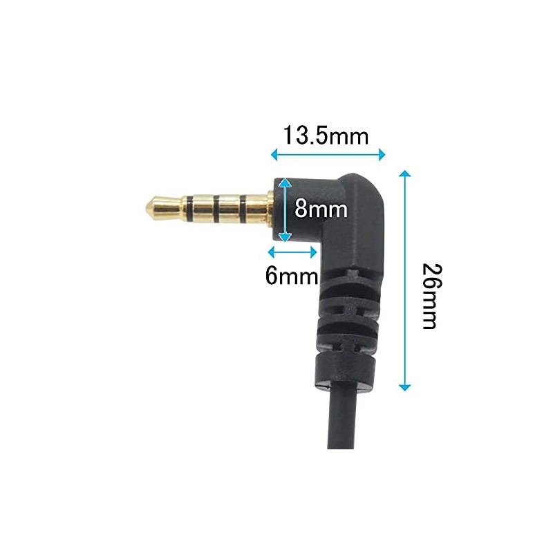 Audiophan Stereo Mini Plug Audio Cable 3.5mm 4 Pole Right