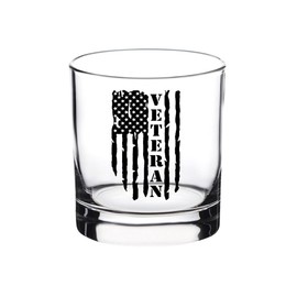 Rogue River Tactical USA Tattered Flag Veteran Old Fashioned Glass Gift For Military Vet