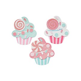 GILTTER FOAM CUPCAKE MAGNET CK-12 - Craft Kits - 12 Pieces