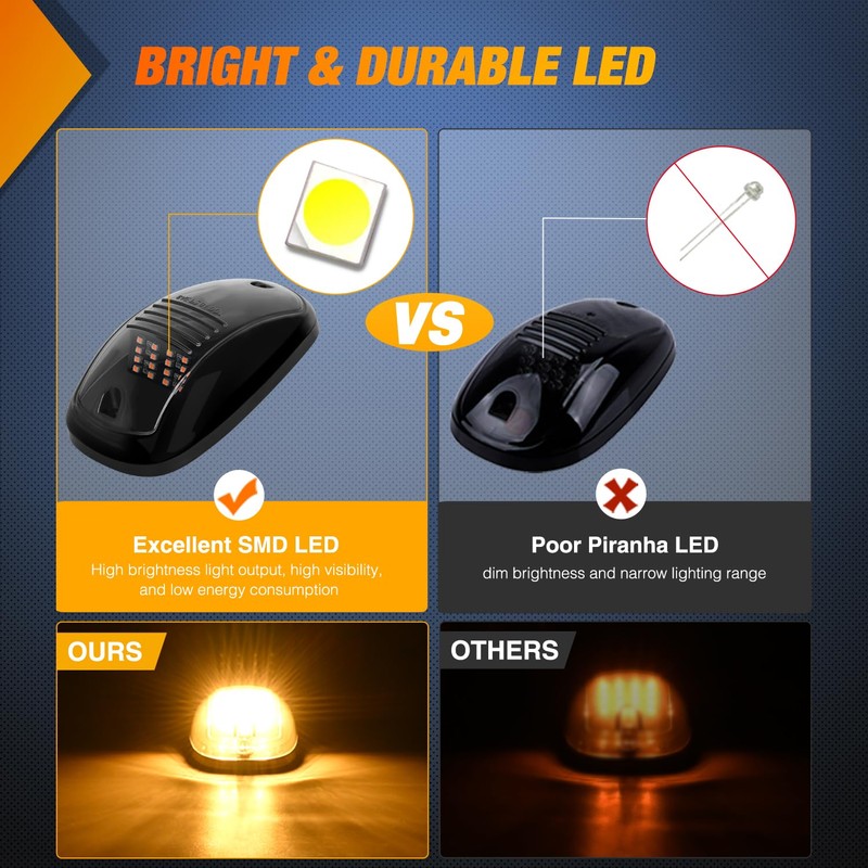 Nilight Cab Roof Marker Light 5 PCS 16 LED Smoked