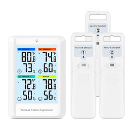 KeeKit Indoor Outdoor Thermometer, Wireless Digital Hygrometer Thermometer with 3 Remote Sensors, Temperature Humidity Monitor with Alarm Function, Replaceable °C and °F for Home