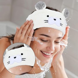 2 Pieces Animal Hair Bands， Face Wash Headband Coral Plush Hairband for Women Girls (Style1, One size)