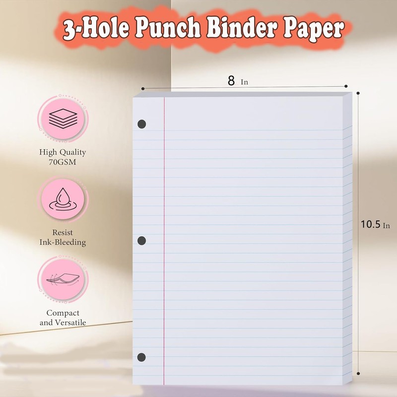 300 Sheets Loose Leaf Paper 8" x 10.5" College Wide