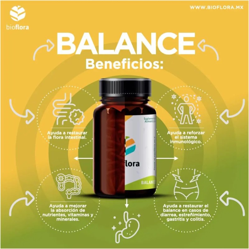 Suplemento Cápsula Bio Flora Probióticos Prebiótico 650mg