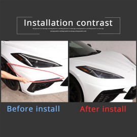 e-power-auto-Trim For Corvette C8 2020-23 Pair Headlight Lens Lenses Cover Left & Right Clear Trim