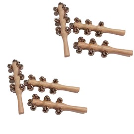 13 Bell Instruments Hand Bell Sleigh Bells Jingler Bell Stick,Christmas Hand Jingle Bells Wooden Hand Sleigh Bells(6 pcs)