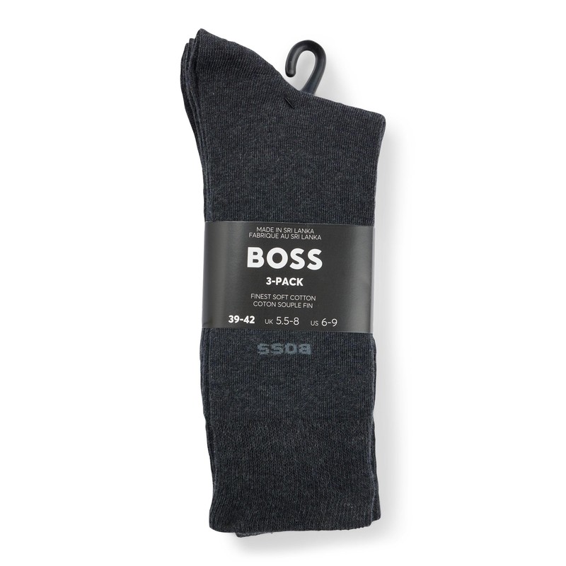 BOSS Men's 3P RS Uni CC Regular_Socks, Charcoal12, 39-42
