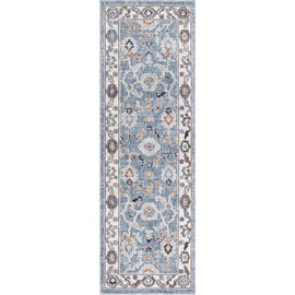 Unique Loom Eco Traditional Collection Area Rug - Animate (Runner 2' 0" x 6' 0", Harbor Blue/ Beige)