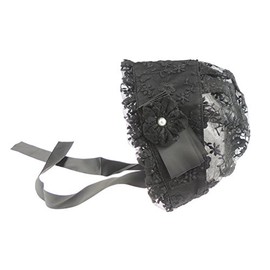 Glamour Girlz Cute Baby Girls Kids Lace Embroidered Christening Occasion Pattern Poke Brim Retro Bonnet Beanie Bucket Summer Sunhat Sun Hat 6-15 Months (Black)