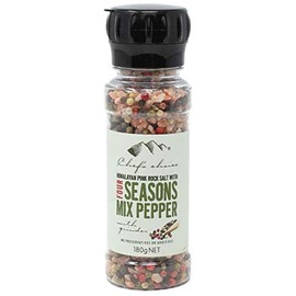 Chef's Choice Himalayan Salt & Pepper with Mill Organic Ingredients Pink Salt & Pepper with Grinder (2: Mixed Pepper)