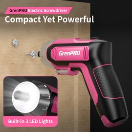 GRENPRO 4V Cordless Screwdriver Rechargeable, Electric Screwdriver Cordless 29pcs, USB Small Power Screwdriver Set, Pink