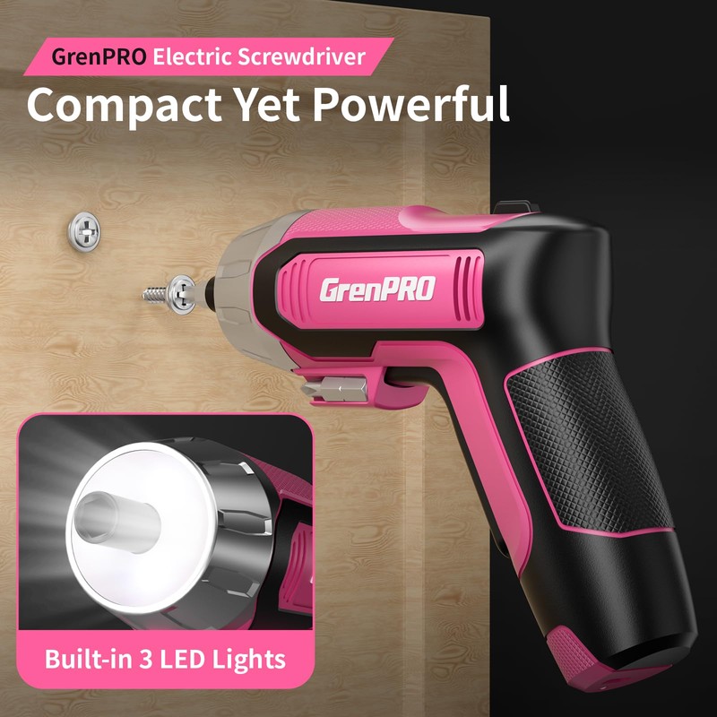 GRENPRO 4V Cordless Screwdriver Rechargeable, Electric Screwdriver Cordless 29pcs, USB