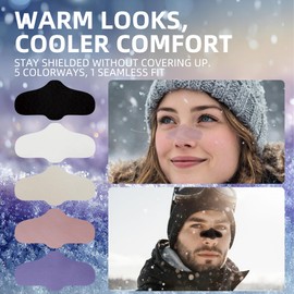 Anyhorse Winter Nose Warmers – 4Pcs Thermal Nose Covers for Women Men, Cold Protection for Outdoor Activities, 5 Colors (04 Blush+Beige)