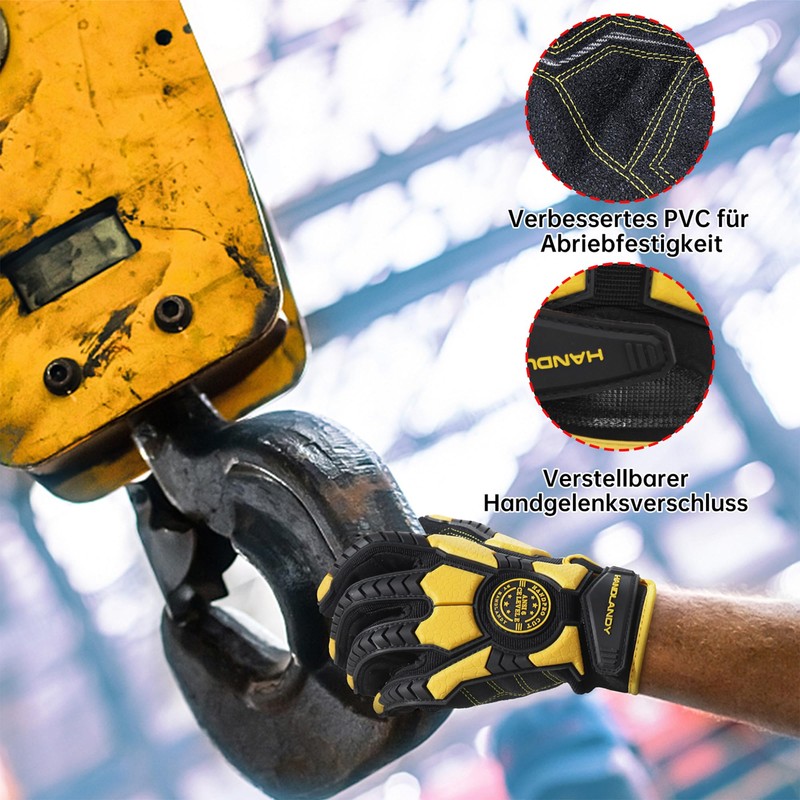 HANDLANDY Cut Resistant Gloves Men Anti-Vibration Work Gloves, Padded Palm
