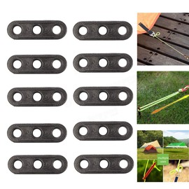 ZAK168 10pcs Outdoor Camping 3-Hole Rope Tensioner, Guyline Cord Adjuster Tent Tensioner Rope Adjuster Camping Tent Accessories (Black)