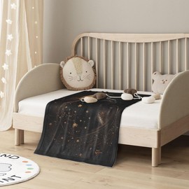 E-RIDES 76x100CM Baby and Pet Blanket - Bent Moon and Starry Cat Blanket Throw for Nursery, Toddlers and Pets, Cozy and Warm, Ideal for Cribs and Pet Beds - Perfect Newborn Baby Gift