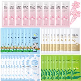 Face Masks Skincare Set,50PCS Collagen Face Mask Overnight - Sleeping Wash-Free Firming Mask Gift Sets for Teenage Girls - Moisturizing Gift Set Improve Dullness for Women Girls (Multiset 50PCS-1)