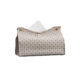 Leadigol Tissue Box Cover, Napkin Box Desktop Storage Case PU Leather Rectangular Tissue Box Holder for Bathroom Living Room Bedroom Car Office(Light Grey)